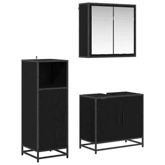 vidaXL Vidaxl Set Di Mobili Per Il Bagno 3 Pcs Rovere Nero Legno