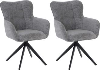 Hhg [nunca Usado] Juego De 2 Sillas De Comedor Hhg-307, Silla Con Reposabrazos Giratorios Y Retorno Autom&aacute;tico, Tejido De Chenilla (680 G/m&sup2;) Y Estructura