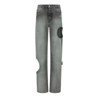 Off-white Loose-fit Jeans, female, Gray, Size: W28 Spray New Meteor Jeans