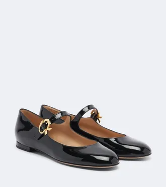 Gianvito Rossi Mary Ribbon patent leather Mary Jane flats