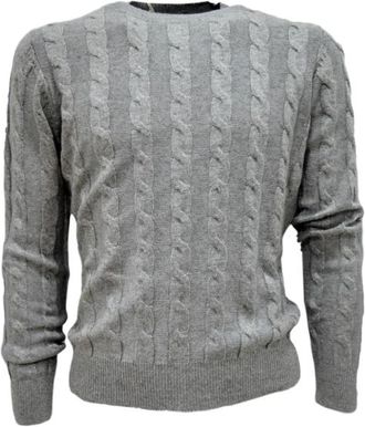 Cashmere Company Mannen Vlechttrui - Heren - Sweatshirts - Grijs - XL - Wol - Hoodies & sweatvesten