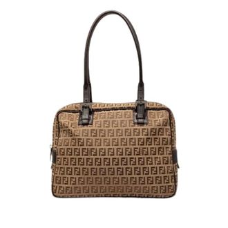 Fendi Pre-owned Canvas Shoulder Bag - Dames - Pre-owned - Bruin - Maat: ONE Size Leer