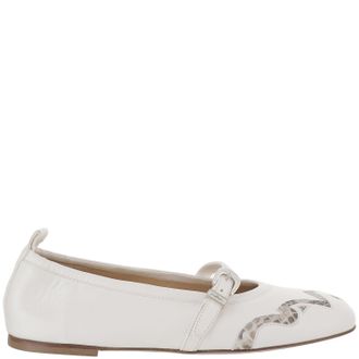 Sartore Leather And Python Balerinas