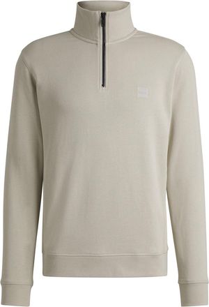 HUGO BOSS Mens Zetrust Zip Neck Soft Terryclover The Head Sweatshirt in Light Beige 271 - Size 6XL
