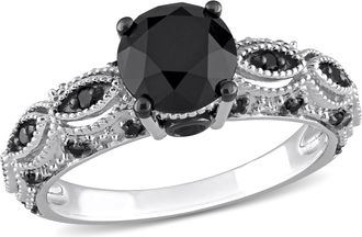 Mimi & Max 2ct TW Black Diamond Engagement Ring in 10k White Gold