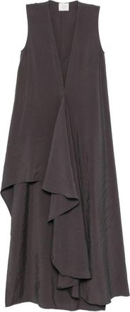 Alysi Womens V-Neck Sleeveless Ruffle Detail Long Dress