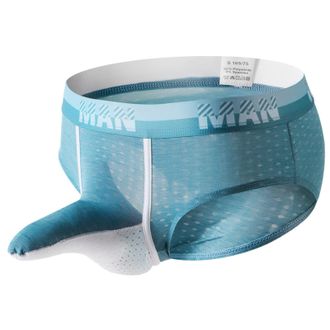 Generic Mens Ice Silk Underwear Elephant Trunk Breathable Mesh Briefs Comfortable Solid Male Casual Fabric Design (Sky Blue, XL)