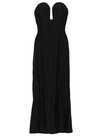 Paco Rabanne Black Fitted Strapless Midi Dress