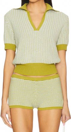 Solid & Striped Dixie Textured Top In Sky Chartreuse