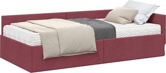vidaXL Estructura De Cama Esquina Con Colch&oacute;n 2 Uds. Rojo Vino Vidaxl