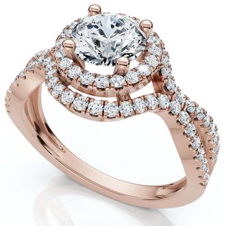 Pompeii3 1 1/10Ct Lina Diamond Halo Engagement Ring 14k Gold or Platinum Lab Grown