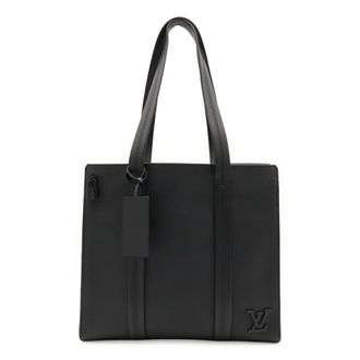 Louis Vuitton Noir Leather Shoulder Bag Tote Bag (Pre-Owned)