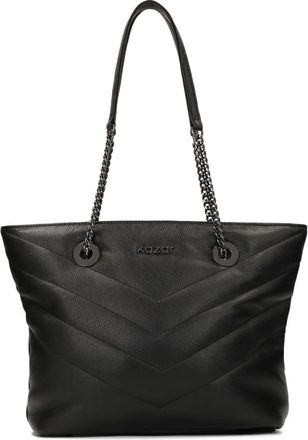 Kazar Ruime schoudertas met geweer metalen hardware - Dames - Shoppers - Zwart - ONE Size - Leer - Tassen