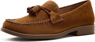 Cole Haan Stassi Soft Tassel Womens Flat Shoes Tobacco Suede : 10.5 B - Medium, Leather