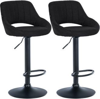 Clp Juego De 2 Taburetes De Bar Milet Con Tapizado De Tela Negro Metal Negro Mate