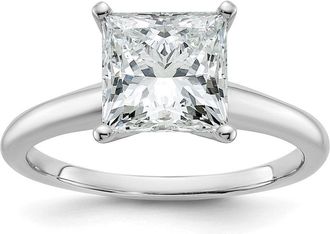 Diamond2Deal 14k White Gold 2 1/2 Ct Princess Lab Grown Diamond Solitare Engagement Ring