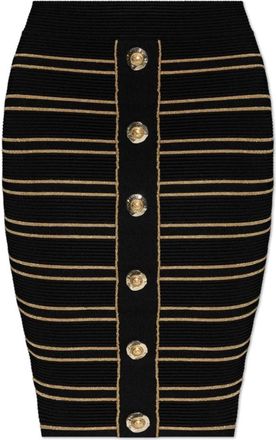 Balmain Rok met lurex draad - Dames - Korte rokken - Zwart - S - Leer - Rokken