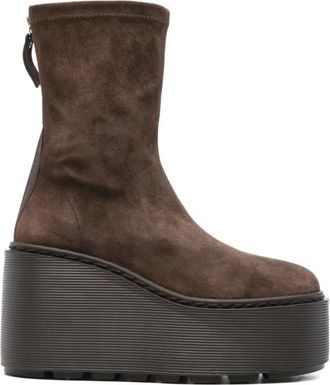 Vic Mati&eacute; Bruine Leren Laarzen voor Vrouwen - Dames - Sleehakken - Bruin - 39 EU - Schoenen