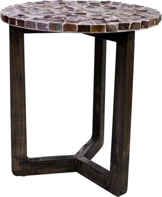 Wanderlust Deco Mesa auxiliar de madera y capiz d40 x 45h cm