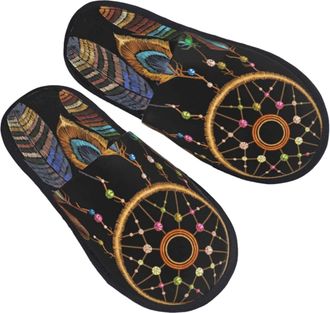 Generic Women Men Slippers Dream Catcher And Feather House Shoes Ultralight Soft Indoor Shoes Plush Fleece Lined Bedroom Slipper For Spa Party Travel M