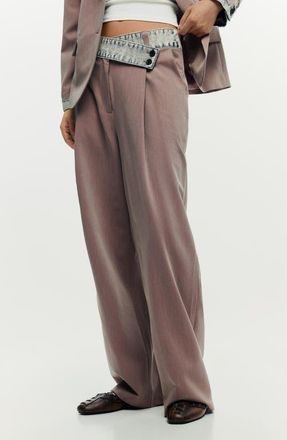 Desigual Mixed Media Pleat Pants in Pink at Nordstrom, Size X-Small