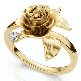 Pompeii3 Rose and Diamond Engagement Ring 14k Gold Lab Grown