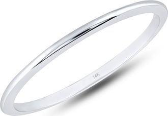MAX + STONE 14k Yellow, White or Rose Gold 1MM Thin Wedding Band Dainty Stacking Ring