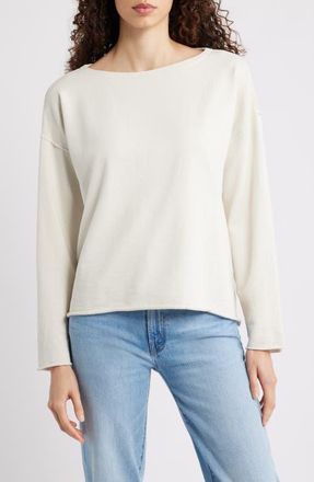 Eileen Fisher Bateau Neck Boxy Top in Bone at Nordstrom, Size X-Large