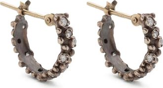 Isamu Noguchi 14K white gold Sand diamond huggie earrings - women - Diamond/14kt White Gold - One Size - Brown