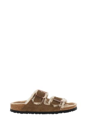 Birkenstock Light Brown Arizona Shearling Suede Sandals
