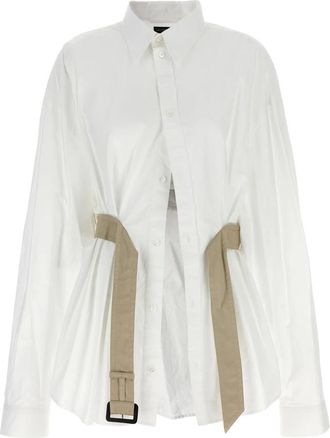 Balenciaga Overhemden, Dames, Wit, XL, Katoen, Belt Shirt