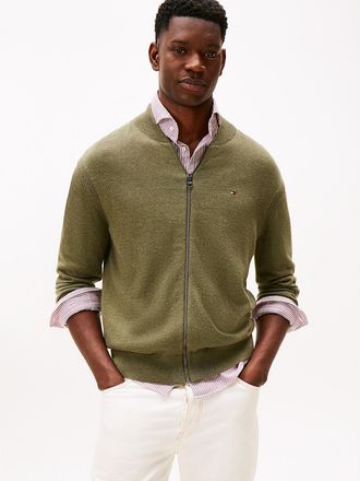 Tommy Hilfiger Mens Cotton Zip Baseball Cardigan - Green - XXXL
