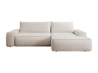 VENTE-UNIQUE.COM Sof&aacute; rinconera terciopelo 4 plazas beige 264x162cm