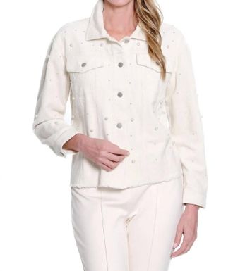 Multiples Embellished Corduroy Jean Jacket In Cream