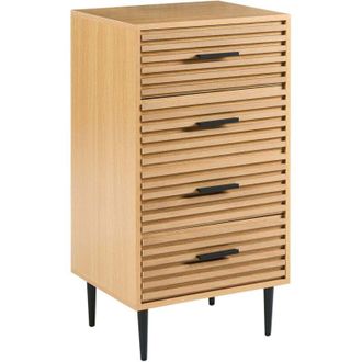 Beliani Chest of Drawers Light Brown MDF Iron Legs 4 Drawers Modern KEITH