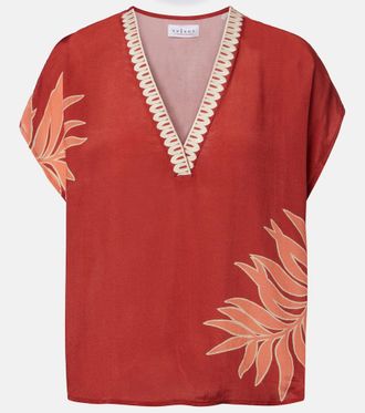 Velvet Naomi embroidered printed top
