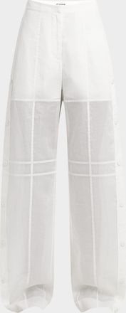 Jil Sander Button-Side Relaxed Straight-Leg Paneled Pants