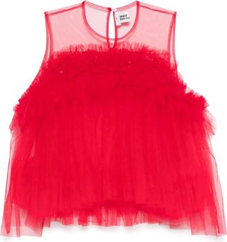 Comme Des Gar&ccedil;ons Top con ruches - Rosso