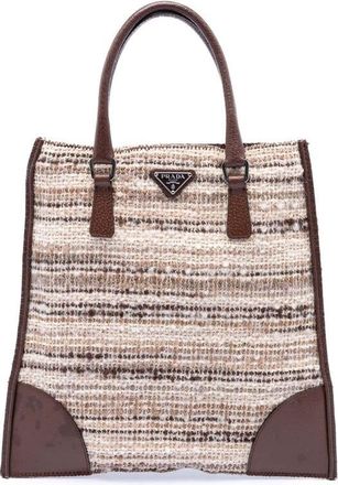 Prada Pre-owned Prada Vitello Trimmed Tweed Flat Tote Ladies OCASLOG8NN6EPS3K