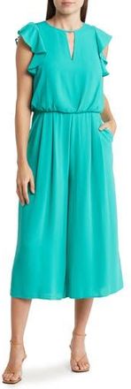 Eliza J Moss Ruffle Sleeve Crepe Jumpsuit in Capri Mult at Nordstrom Rack, Size 10