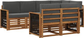 vidaXL Conjunto De Sof&aacute;s De Exterior 6 Uds. Natural Y Antracita Vidaxl