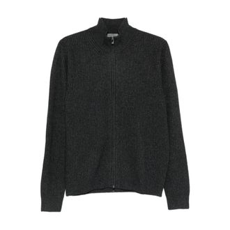 Corneliani Truien & Vesten, Heren, Grijs, M, Wol, Grijze Geribbelde Vest met Rits