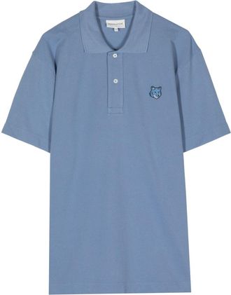 Maison Kitsun&eacute; logo-appliqu&eacute; cotton polo shirt - men - Cotton - L - Blue