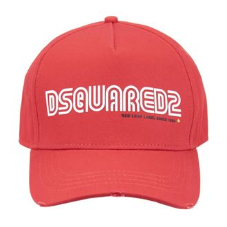 Dsquared2 Signature Baseballpet met gespsluiting - unisex - Petten - Rood - ONE Size - Katoen - Accessoires