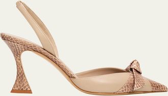 Alexandre Birman 85mm Clarita Mixed Leather Slingback Pumps