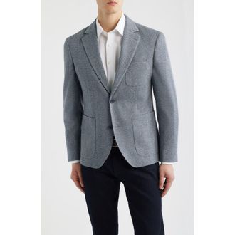 Nordstrom Henrik Trim Fit Grey Herringbone Knit Cotton Blend Sport Coat in Grey Oscar Herringbone at Nordstrom, Size Xxx-Large