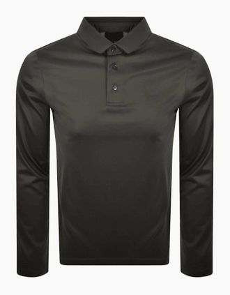 Emporio Armani Mens Cotton Green Long Sleeve Polo Shirt - Size: 38