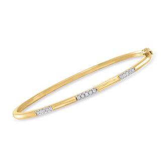 Ross-Simons Diamond Bangle Bracelet in 18kt Gold Over Sterling