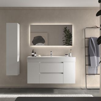 Cygnus Bath Mueble Ba&ntilde;o Bequia 120cm Y Coqueta Centrado Y Lavabo Blanco 120x45x66