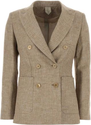 Max Mara Jassen, Dames, Beige, S, Leer, Targa